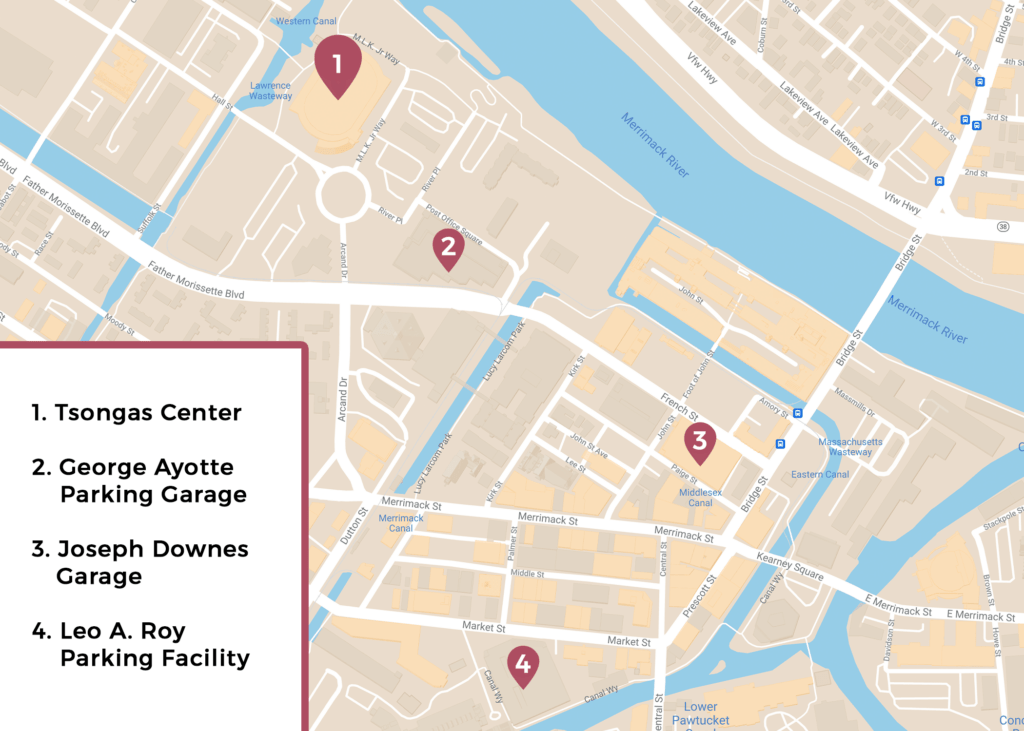 Map of parking near Tsongas Center