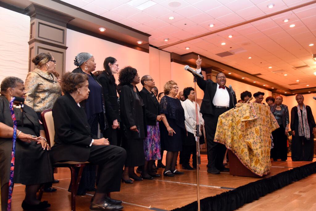 A group of people on the stage